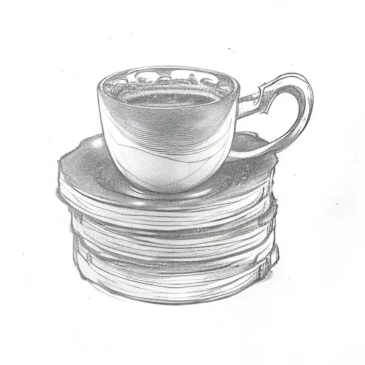 Coffee Cup On Top Of A Stack Of Books To Include A Wizards Wandand A Spooky Background