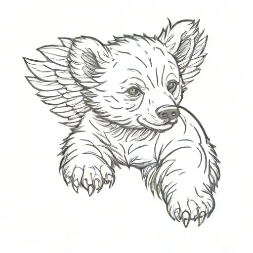Bear Cub With Wings Surrounded