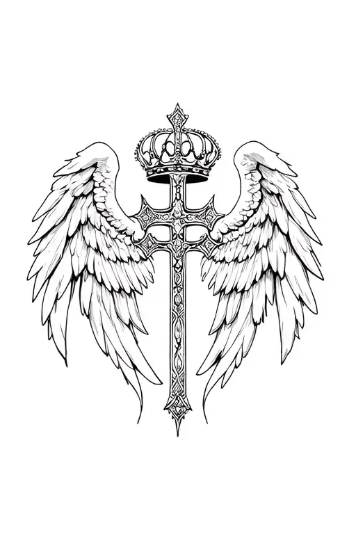 Cross Angel Wings Crown