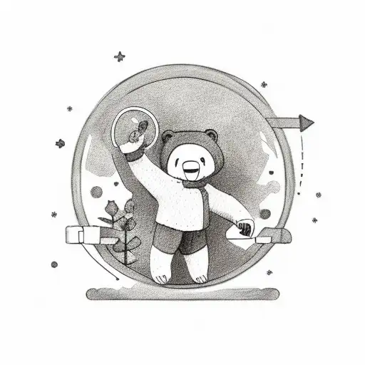 Cute Female Bear With Bow Above Its Ears Doing The Air Jordan Jumpman Pose