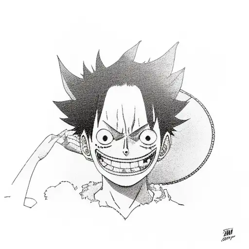 A Detailed Portrait Of Luffy With Candlestick Chart Patterns As His Background