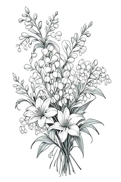 Larkspur Flower And Lily Of The Valley Flower Bouquet