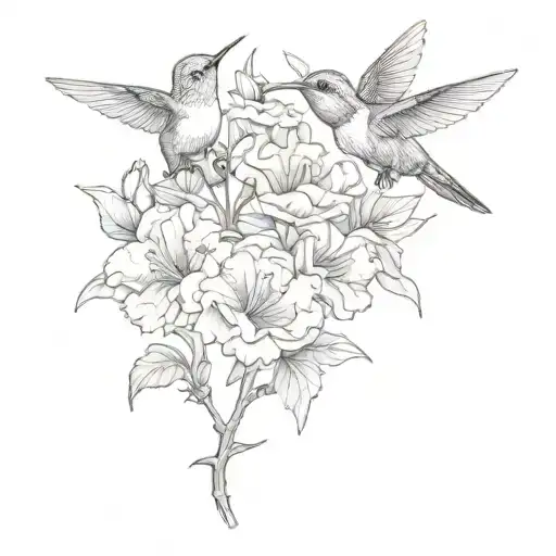 Carnation And Hummingbird