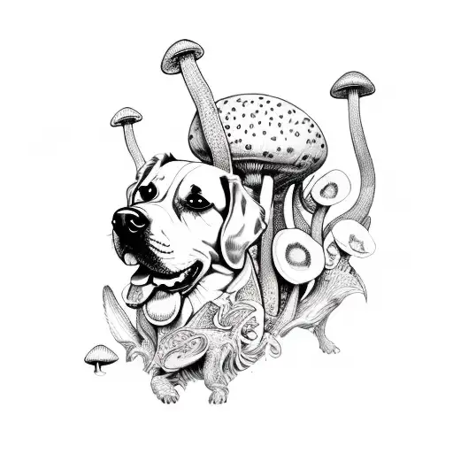 Dog Eating Magic Mushrooms