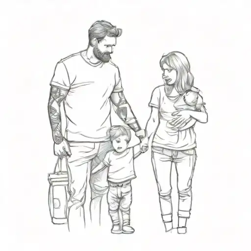 A Family With A Baby In A T - Shirt