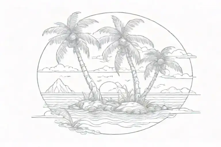 Palm Tree And Sea In World