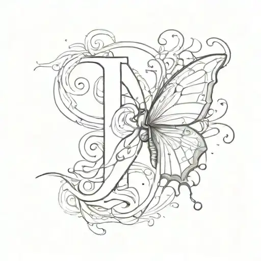 Butetfly Connected To Z Letter With A Line