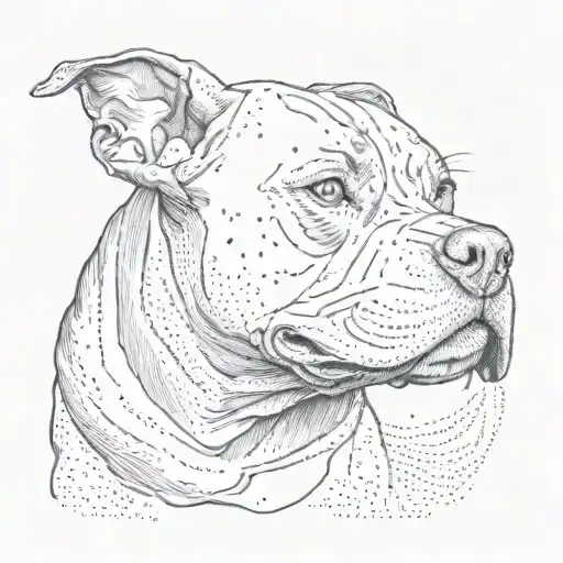 Pointillism Pit Bull Drawn Dotted
