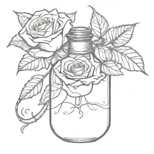 Bloody Rose In A Potion Bottle