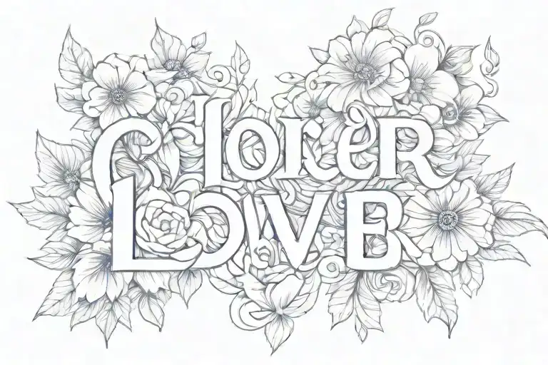 Word Lover With Flowers Blooming