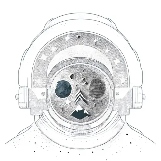Upside Down Astronaut With A Moon Reflection In The Helmet And Stars Scattered Around