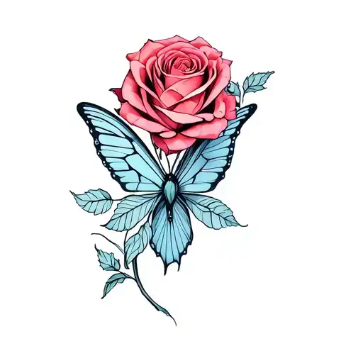 Half Rose Bud Half Butterfly Wing Made