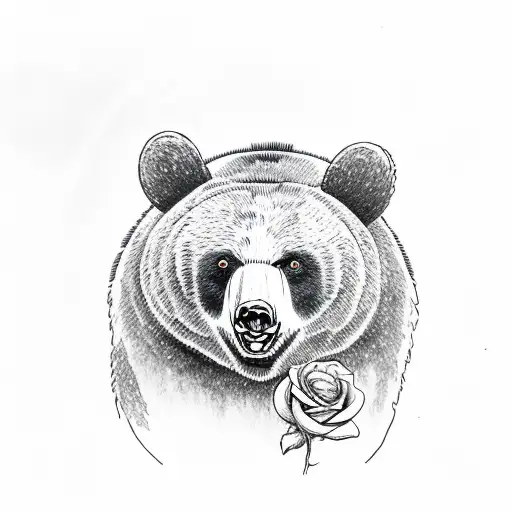 Black Bear With Rose