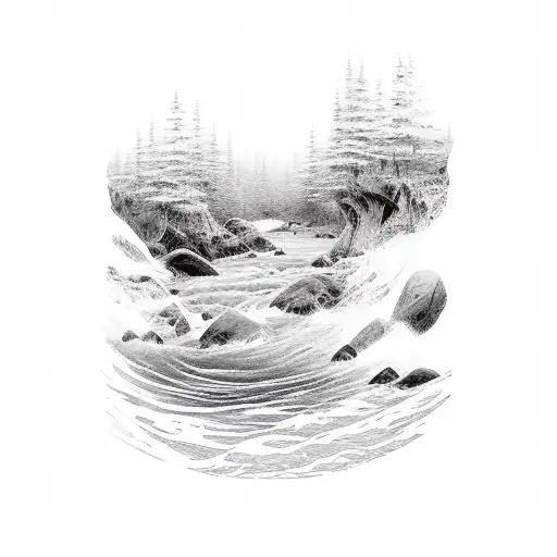 River Running Into Ocean