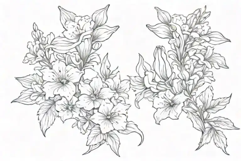 Belladonna Flower And Fox Glove Flower Intertwined