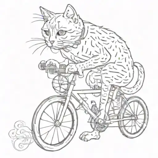 Sad Cat Sits And Smokes Around Bicycle Parts