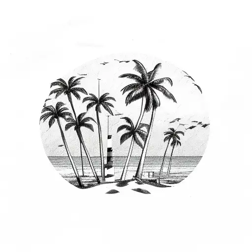 Lighthouse Beach Palm Trees