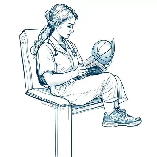 A Nurse Reading A Book With Basketball Elements Incorporated