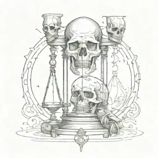 Skull At The Bottom Of An Hourglas And A Man On Top Of The Hourglass