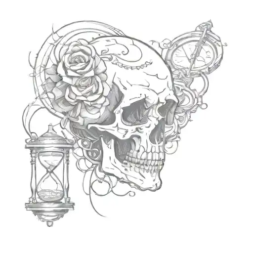 Skull Facing Up At The Bottom Of An Hourglass