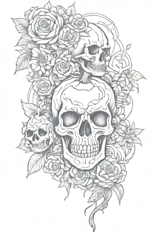 Skeleton With Jack O' Lantern And Flowers Blooming