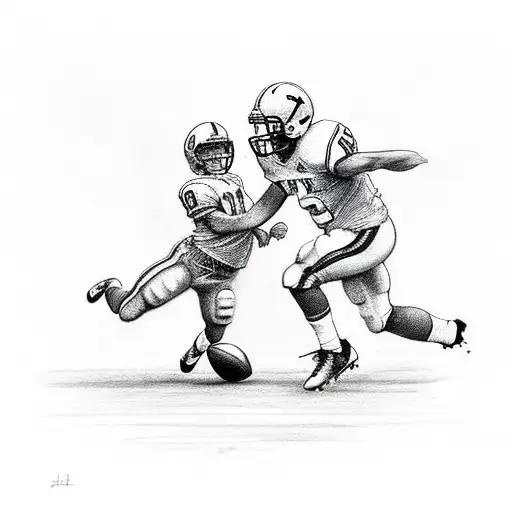 Football Player With Small Boy On Field