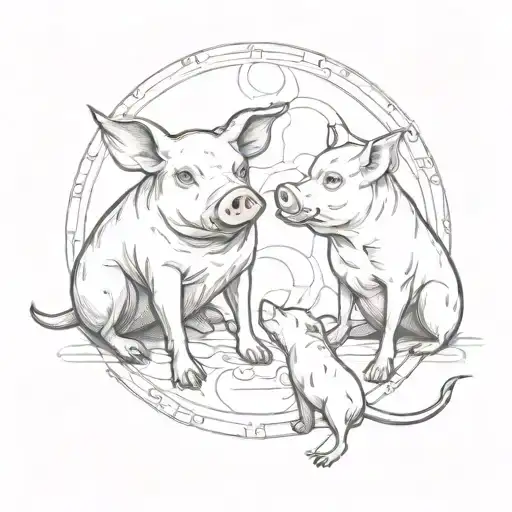 The Dog And The Pig Sat Facing Each Other