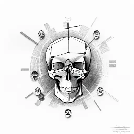 Half Skull With Clock Pulvis Et Umbra Sumas