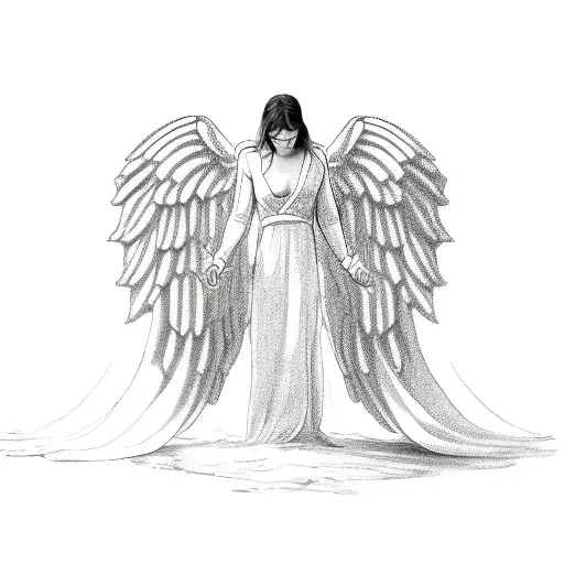 Male Angel Helping Woman Stand Up