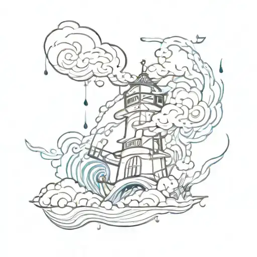 Water And Lighting Storm