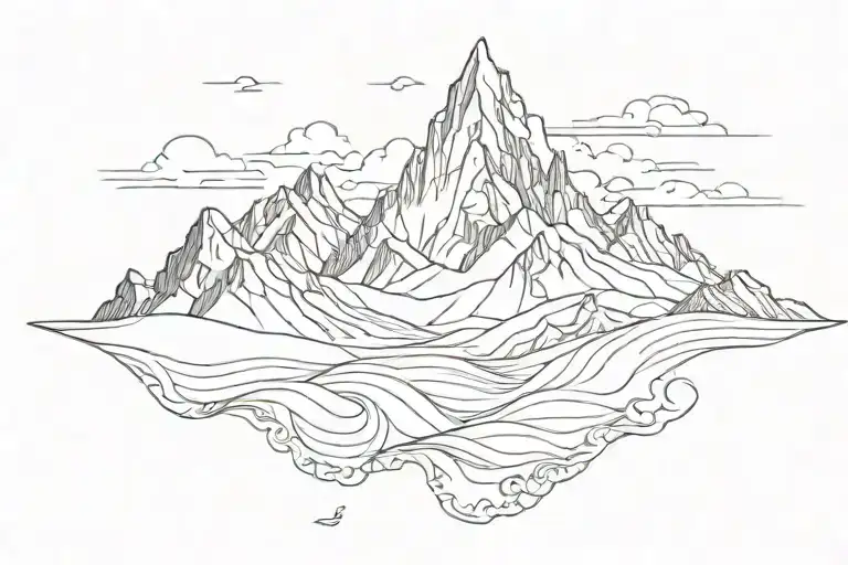 Mountain And Wave In One Line