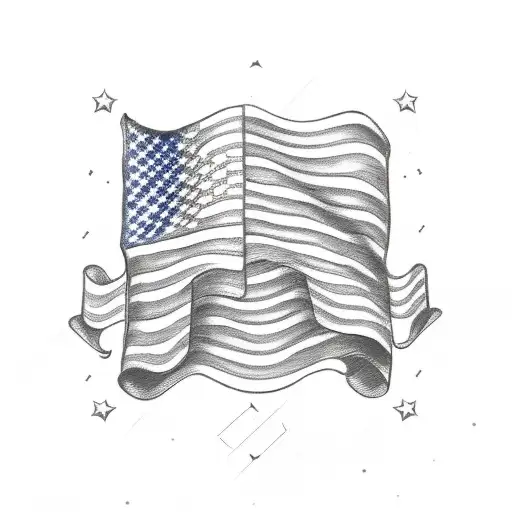 American Flag With Circle Text