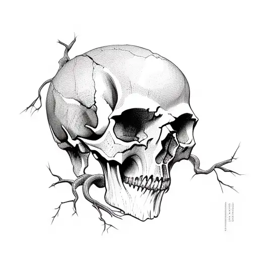 Skull And Tree Coming Out Of It