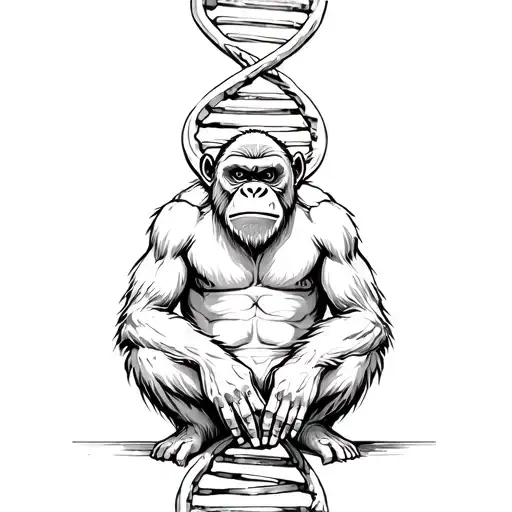 Thug Ape Sitting On A Dna