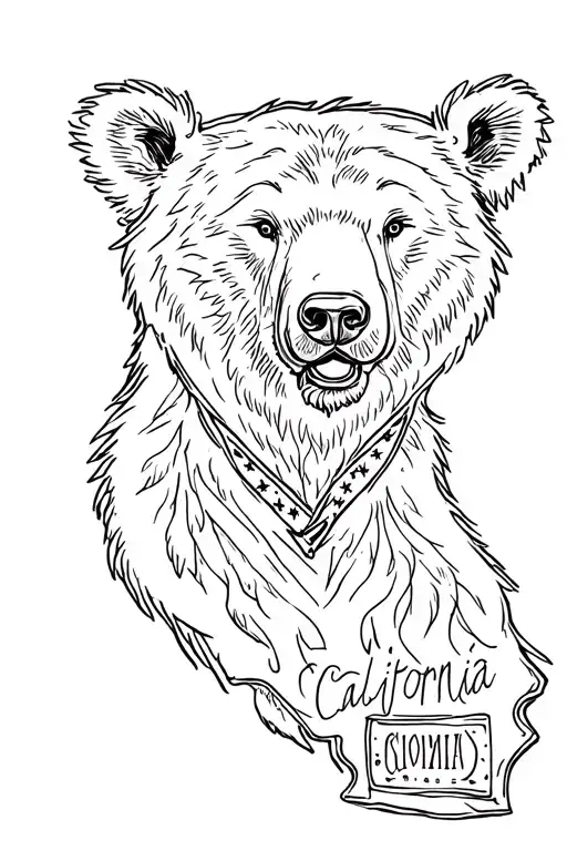 California Flag Bear Outline With Western Leather Tooling Inside