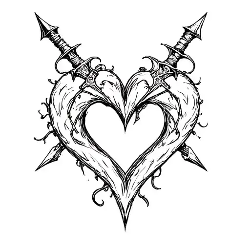 Dagger Stabbing Heart Shape