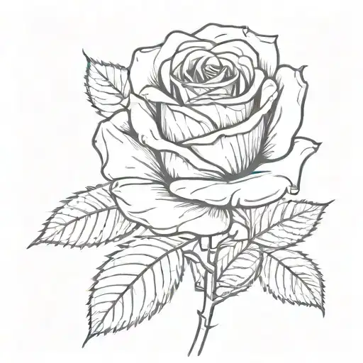 Sketch Of A Rose With Red Petals And Number 9 Hidden In Between The Petals