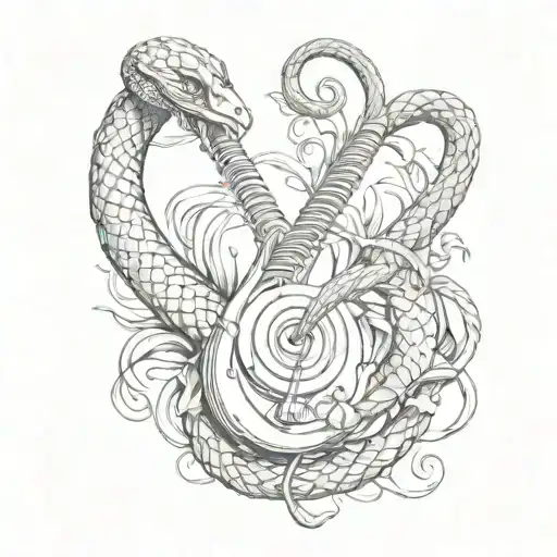 Snake Intertwined With Lyre