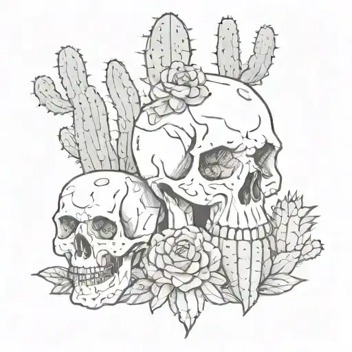 Skull And Cactus