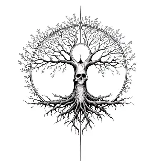 Tree Of Life Tattoo With Death In The Center