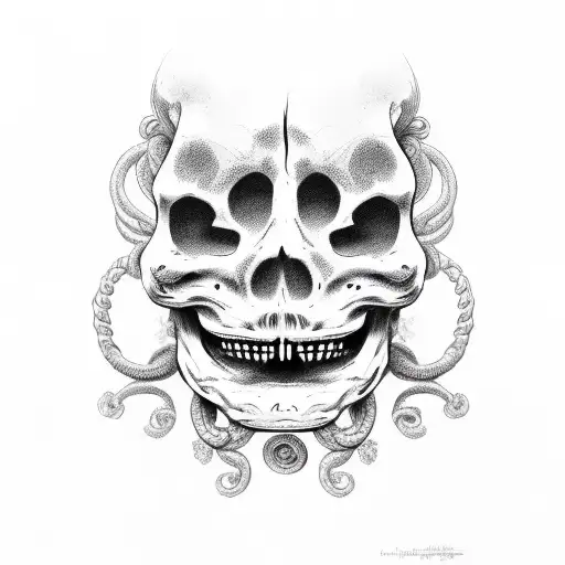 Calavera Con Serpientes Como La Hecicera Griega Medusa