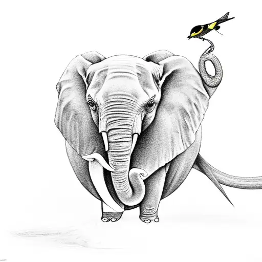Gold Finch On An Elephant