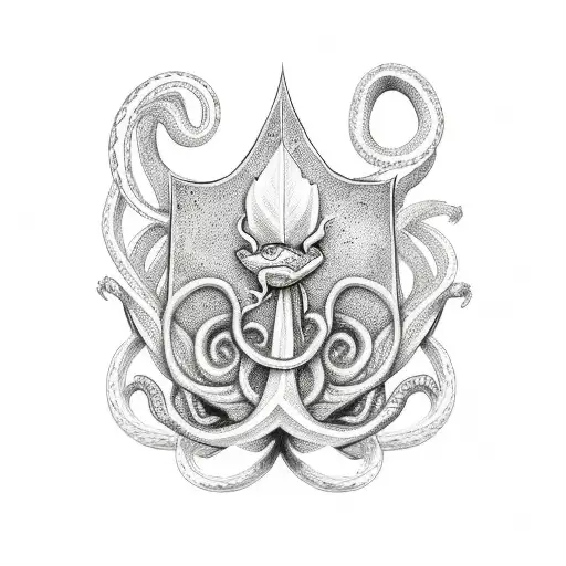 Fleur De Lis With Woman Hands And Snake