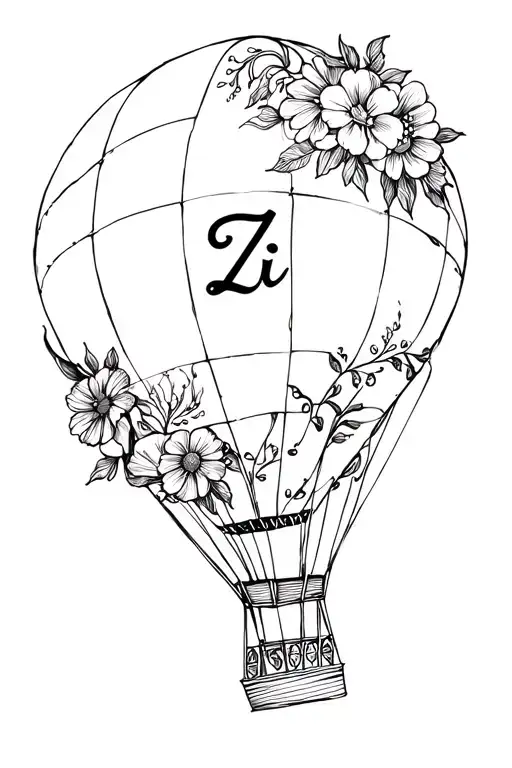 Hot Air Balloon Made Of Flowers With Zia Symbol