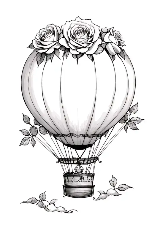 Hot Air Balloon Made With 5 Roses Fine Line