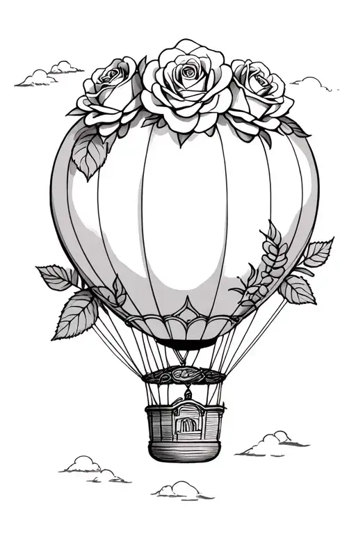 Hot Air Balloon Made With 5 Roses Fine Line