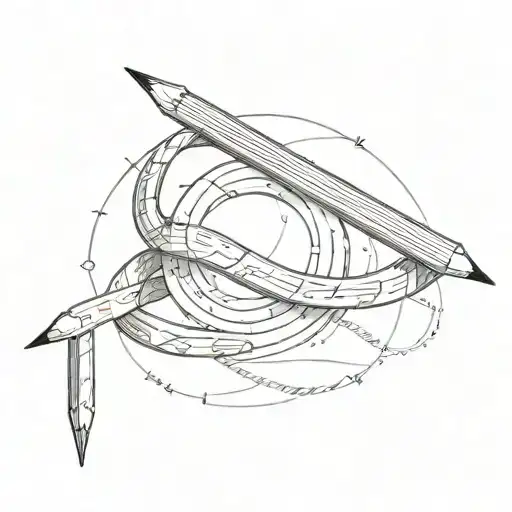 A Sketch Of A Pencil And Measuring Tape Forming A Infinity Symbol