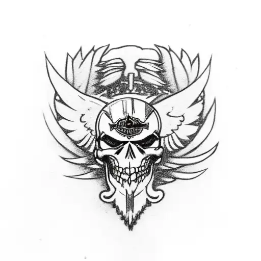 Harley Davidson With A Eagle With Skulls And A Motorcycle