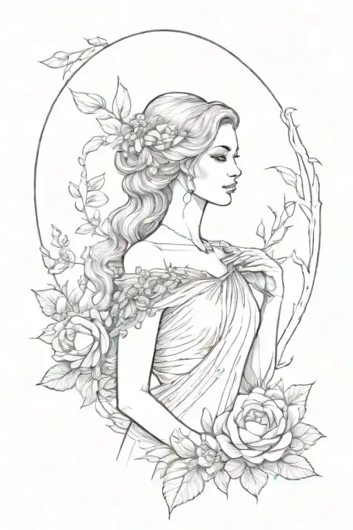 Full Body Persephone Realistic Beautiful Girl Shoulder