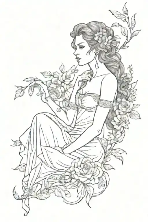 Full Body Persephone Realistic Beautiful Girl Shoulder